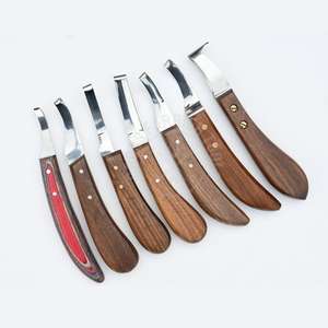 Kit d'outils de soin des sabots pour fermeurs : Couteau à sabots, Grand crochet à boucle, Boucle à abcess arc-en-ciel, Lame étroite avec manche en bois, Différents styles de poignées - Product Image 5