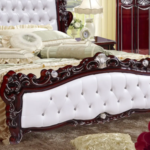 Envío Gratis, Juego de Dormitorio King Size de Lujo en Madera de Caoba Sólida, Diseño Europeo Antiguo, Tallado a Mano, Estilo Tufted, Muebles para Hotel - Product Image 4