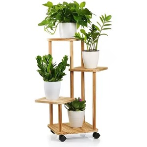 Soportes de madera para flores de nuevo estilo, estantes para plantas de 3 niveles, diseño rústico para uso en interiores con plantas verdes, soporte de madera para plantas - Product Image 6