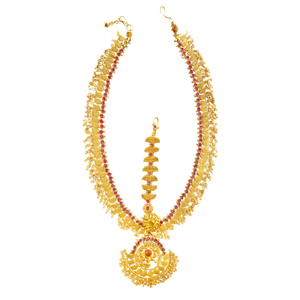 Cultural Collectible Women's Three Layer Maang Tikka Jewelry Set with Freshwater Pearl Gold Plated Alloy Wedding Occasion - Product Image 3