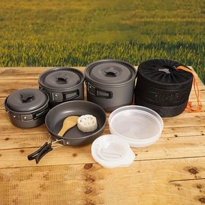 Set di Pentole Compatto per Campeggio RV da 1-3 Persone, Leggero in Metallo Anodizzato per Fornello a Induzione, Pieghevole per Picnic, BBQ e Backpacking - Product Image 5