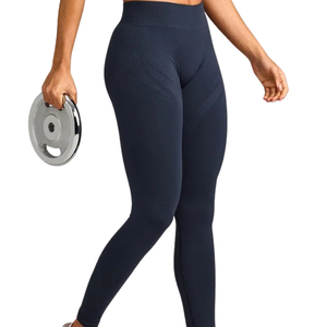 Leggings de sport sans couture pour femmes, taille haute, compression, pour yoga, gym, course à pied, entraînement, avec un design minimaliste avec logo gris - Product Image 2