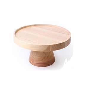 Round Acacia Wood Cake Display Stand Rustic Design for Weddings Birthday Parties - Product Image 2