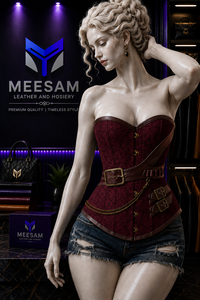 Women's Goth <b>Punk</b> Plus-Size Zipper Leather Lace Corset Shapewear Hip Enhancer Latex Waist Trainer Satin Fabric Seamless Quick - Product Image 1