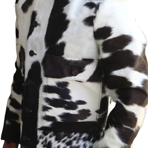 Chaqueta de Cuero para Hombre, Estampado Animal, Cuello Camisero, Abrigo Casual de Invierno, Corte Regular, Cierre de Botón - Product Image 6