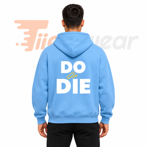Felpa con cappuccio da uomo blu chiaro con zip, in pile casual, con stampa <span class=keywords><strong>Do</strong></span> Or Die e logo frontale, vestibilità regolare, per l'autunno - Product Image 4