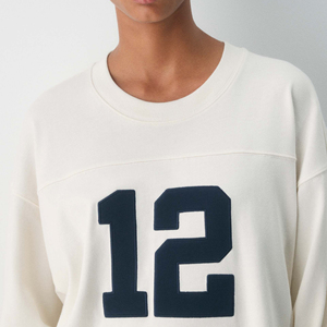 Custom Logo Breathable Soft Cotton Knitted Loose Fit Sports Tee Long Sleeve Yoga Top Workout Fitness Oversized Summer Women Tee - Product Image 3