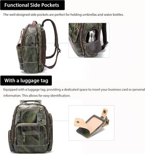Full Grain <b>Leather</b> <b>Backpack</b> for Men 15.6 Inch <b>Laptop</b> Camping Travel Rucksack - Product Image 3