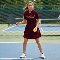 Robe de sport pour femme à manches courtes, col mandarin, jupe plissée, séchage rapide, longueur au-dessus du genou, pour le printemps et l'été
