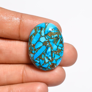Alta calidad Natural azul cobre turquesa suave Flatback cabujón suelta piedras preciosas genuinas para la fabricación de joyas OEM disponible - Product Image 1