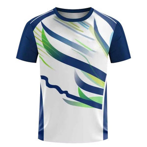 Uniformes de tennis pour hommes de qualité supérieure confortables, 100% polyester, protection UV, respirants, manches courtes, séchage rapide, devant uni - Product Image 3