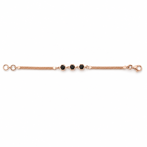 Bracelet chaîne en or 18 carats avec trois pierres d'onyx noir, finition polie, bijou minimaliste en pierres précieuses, idéal pour femme, usage quotidien, cadeau de fête - Product Image 5