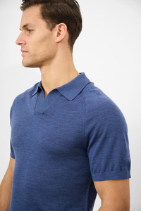 Polo de Algodón Azul Marino para Hombre, Corte Ajustado, Manga Corta, Color Sólido, Tejido Transpirable - Product Image 6