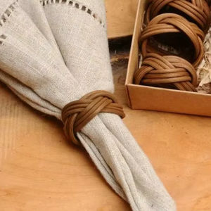 Anneaux de serviette, lot de 8, décoration de table, anneau de serviette tissé, cadeau de mariage unique. Porte-serviettes - Product Image 1