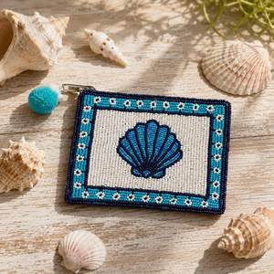 Sun and Cloud Hand Beaded Zipper <b>Pouch</b> Cute Coin Purse Makeup Bag - Product Image 2