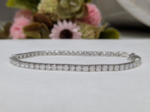 5CT Round Men Women Jewelry Hip Hop Iced Real <b>Solid</b> 14k White <b>Gold</b> Vvs Lab Grown Brilliant Cut Diamond Tennis Chain Bracelet - Product Image 4