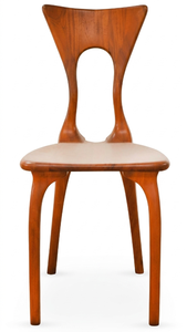 Chaise de salon moderne en bois massif, dossier solide, couleur brun chaud, mobilier de loisirs - Product Image 2