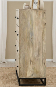 Commode moderne sculptée en bois de manguier massif de qualité supérieure, 4 tiroirs, quincaillerie en fer, pour chambre, salon et bureau - Product Image 3