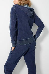 <b>Women</b> Acid Wash <b>Tracksuit</b> Set <b>White</b> Animal Print Side Stripes Casual Athletic Wear Full Sleeve Drawstring Pants Two Piece Outfit - Product Image 3