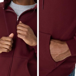 Sweat-shirt à capuche zippé pour homme, couleur unie, en polaire, coupe décontractée avec poches, pour l'automne - Product Image 3