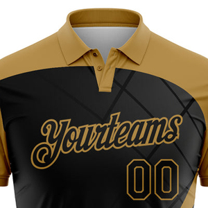 Maillot de bowling personnalisé de haute qualité pour homme, manches courtes, anti-humidité, impression par sublimation, vêtements de sport d'équipe, coupe classique, noir et or - Product Image 3