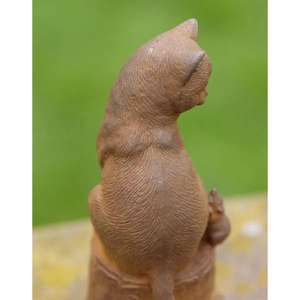 รูปปั้นแมวเหล็กหล่อนั่งบนเสาต้นไม้ ตกแต่งสวนแบบผิวสนิม ผู้จำหน่าย - Product Image 3