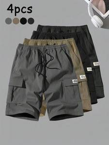 Plus Size Men Cargo <b>Shorts</b> Drawstring Elastic Waist Woven Utility <b>Short</b> Casual Outdoor Summer Wear - Product Image 1
