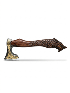 TheWizCrafts Viking-07 ทอมฮอว์กเทพเจ้าไวกิ้งขนาดใหญ่ ทำด้วยมือ ขนาด 3 5/8 นิ้ว ใบมีดคมกริบ คุณภาพพรีเมียม สำหรับงาน DIY ตกแต่ง ใบมีดเหล็กตีขึ้นรูป - Product Image 2