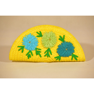 Bolso de mano de yute tejido a mano para mujer, de paja natural con bordado floral de margaritas blancas, ideal para playa o noche, con cuentas doradas. - Product Image 4