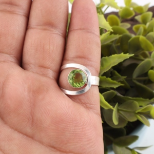 Handmade Luxury <b>Peridot</b> Gemstone <b>Ring</b> with Channel Setting Silver Plated Freshwater Pearl Unisex Wedding Jewelry <b>Ring</b> - Product Image 1