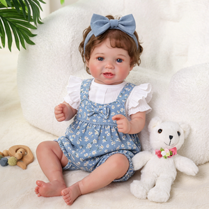Poupées Reborn Fille Babeside 20 pouces, Cheveux Courts Bruns Implantés à la Main, Yeux Mobiles, Salopette Bleue, Corps en Tissu, Kit <span class=keywords><strong>de</strong></span> Poupée en Gros - Product Image 2