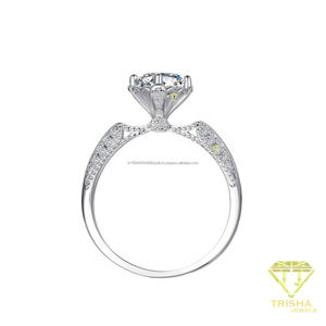 Elegant Round Cut Moissanite Diamond <b>Ring</b> In <b>925</b> Sterling <b>Silver</b> For Women With Sparkling For Engagement And Wedding - Product Image 4