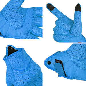 Gants de moto en cuir avec logo personnalisé, protection complète des doigts, compatibles écran tactile, design tendance, gants de course pour moto. - Product Image 5