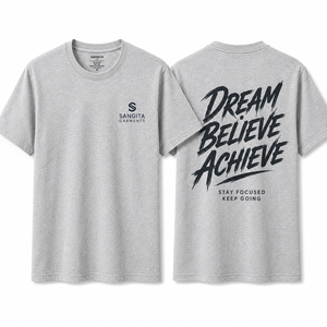 เสื้อยืดแขนสั้นสีเทาสำหรับผู้ชาย ยี่ห้อซังกิตา ผ้าเทอร์รี่ คอกลม ทรงปกติ แห้งเร็ว น้ำหนัก 180 กรัม เสื้อผ้าลำลอง ผ้าฝ้าย 100% - Product Image 1