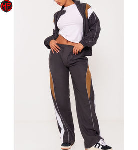 Nouvelle arrivée : Combinaison coupe-vent en nylon pour femme, coupe-vent personnalisé avec couleur contrastée, ensemble de survêtement pour le sport et le style urbain - Product Image 2