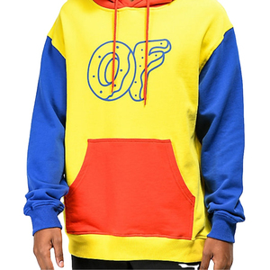 Sweat-shirt à capuche pour homme, coupe ample, manches raglan, style color block, décontracté, pour l'automne, jaune, bleu, rouge, en molleton de coton - Product Image 1