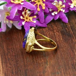 Purple Turquoise Gold <b>Ring</b> Oval Gemstone <b>Statement</b> <b>Ring</b> Vintage Style Gift for Her Handmade - Product Image 5