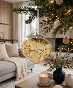 Boule de Noël en verre moderne blanche, ornement suspendu, fabriqué à la main, décoration d'intérieur - Product Image 2