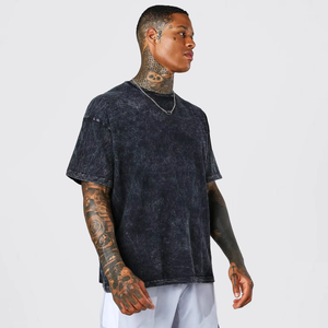 T-shirt Homme Oversize 100% Coton Coupe Boxy Grammage Lourd 300 GSM Lavage Vintage Streetwear Tee Fournisseur OEM ODM Vente en Gros - Product Image 4