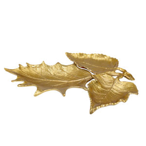 Bandeja de Servir Más Vendida para Vajilla del Hogar, Plato de Servir en Forma de Hoja de Aluminio, Color Níquel Brillante Dorado y Plateado, Vajilla - Product Image 2