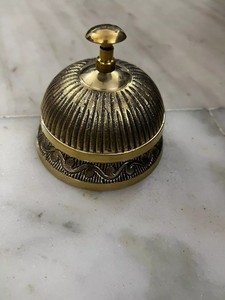 Vintage Brass Desk Bell Mid-Century Modern Design Gold Finish Handcrafted Nautical Theme for <b>Reception</b> <b>Counter</b> Tabletop Use - Product Image 4