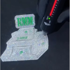 จี้รูปถุงเงินเงินแท้ 925 ประดับเพชรซิคอนเคลือบเงาเรืองแสงในที่มืด สไตล์ฮิปฮอป บลิงๆ สำหรับแร็ปเปอร์ ขายส่ง - Product Image 1