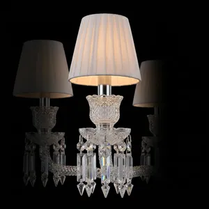 Lustre en cristal avec abat-jour blancs, style Hollywood Glamour, éclairage de plafond pour la décoration du salon - Product Image 3