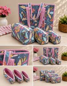Ensemble de voyage matelassé de 4 pièces de qualité supérieure avec des sacs en tissu élégants pour l'organisation des bagages, les articles de toilette, les accessoires et les cadeaux - Product Image 4