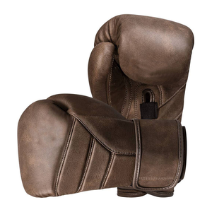 Gants de boxe en cuir pleine fleur de vachette imperméables avec sangle de poignet pour adultes, équipement d'entraînement d'arts martiaux, logo gaufré, marron - Product Image 5