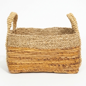 Natural Fiber Storage Baskets Striped Woven Bin Handcrafted Laundry <b>Hamper</b> Balinese Artisan Vertical Organizer Boho Home Decor - Product Image 1