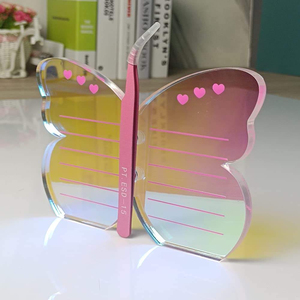 Placa Rectangular Acrílica 2 en 1 para Extensión de Pestañas con Compartimento Integrado para Pegamento, para Aplicación Rápida y Diseño de Mariposa - Product Image 4