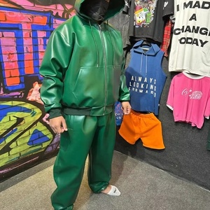 ชุดวอร์มสตรีทแวร์สีเขียว ผลิตจากโพลีเอสเตอร์/คอตตอน แบบสั่งทำพิเศษ เป็นมิตรต่อสิ่งแวดล้อม เนื้อผ้าหนา ไซส์พลัส ชุดออกกำลังกาย ชุดวิ่ง - Product Image 3