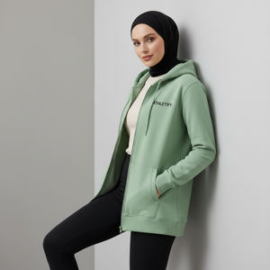 Sudadera con capucha informal deportiva para mujer islámica, larga, lisa, modesta, holgada, transpirable, ecológica, para gimnasio - Product Image 1