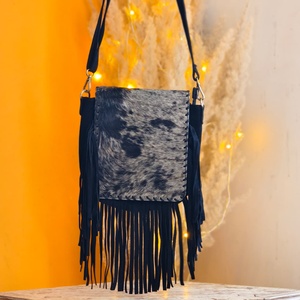 Sac bandoulière en cuir véritable fait main, style western, avec franges longues, pour femme, portable, pour transport dissimulé - Product Image 1